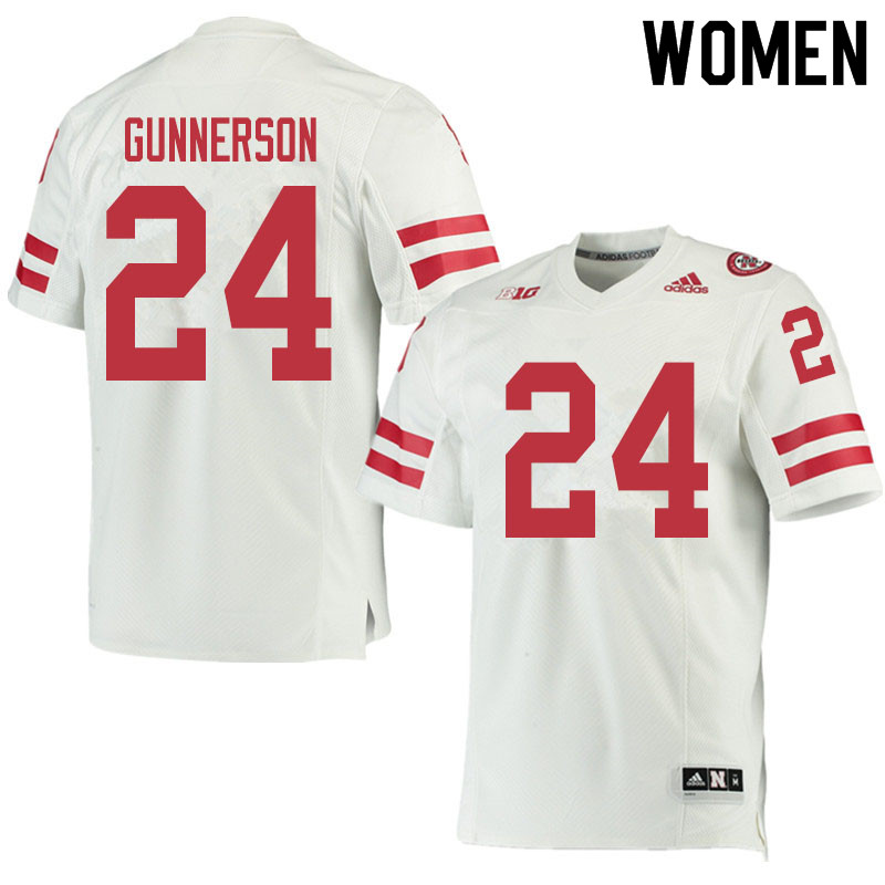 Women #24 Blaise Gunnerson Nebraska Cornhuskers College Football Jerseys Sale-White